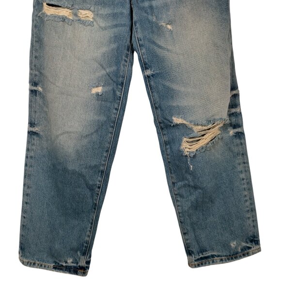 Free People Jeans 25 R Button Fly Distressed Cropped Frayed Holes Hippie Pants - Picture 4 of 16